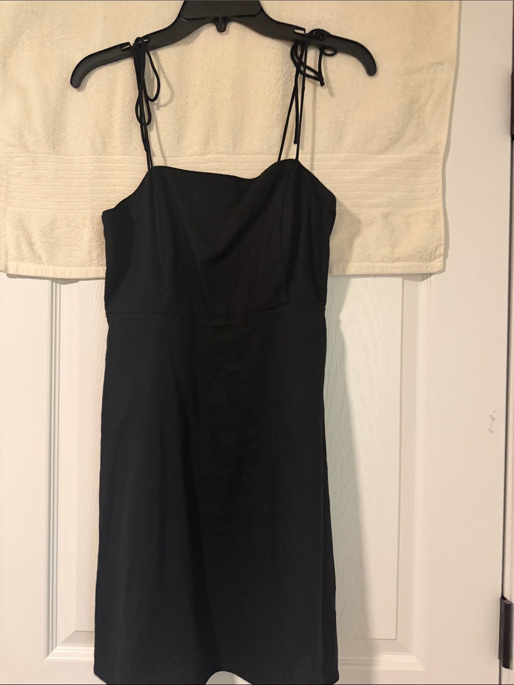 Classic Black Tie-Shoulder Mini Dress